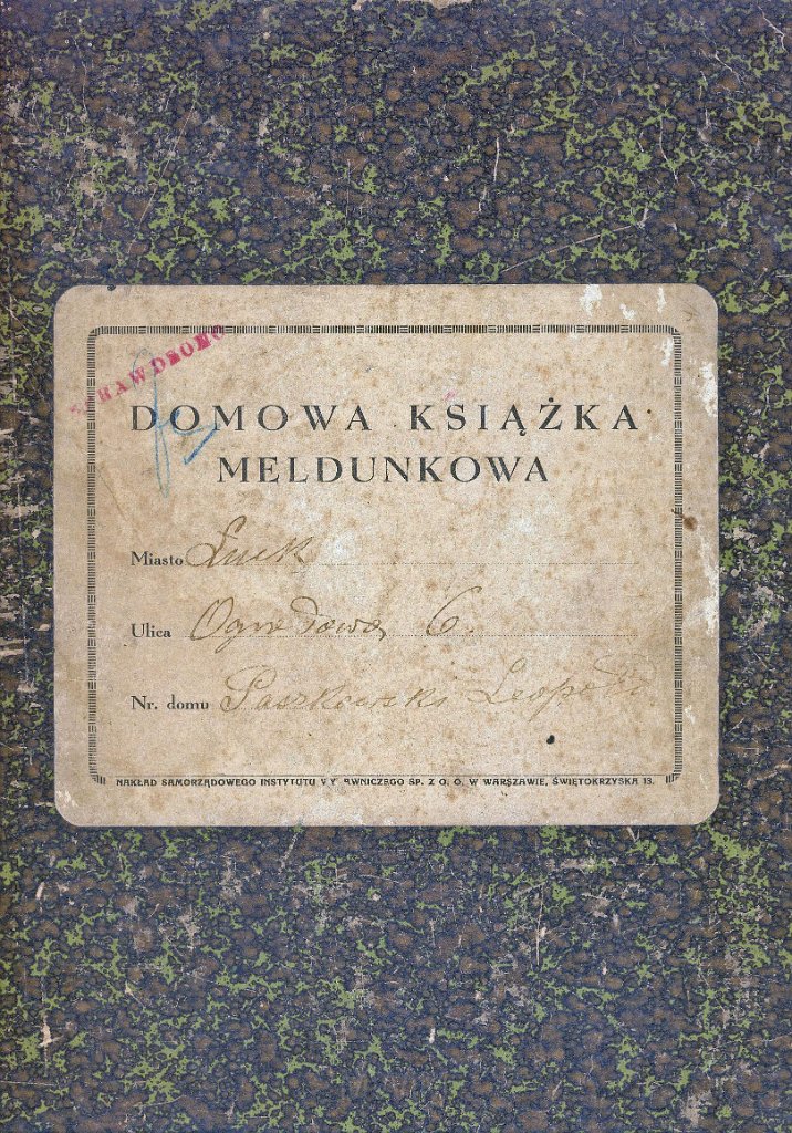 KKE 5923-1.jpg - Dok. Książka Meldunkowa Leopolda Kleofasa Paszkowskiego, Łuck ul. Ogrodowa 6, 5 XII 1931 r.